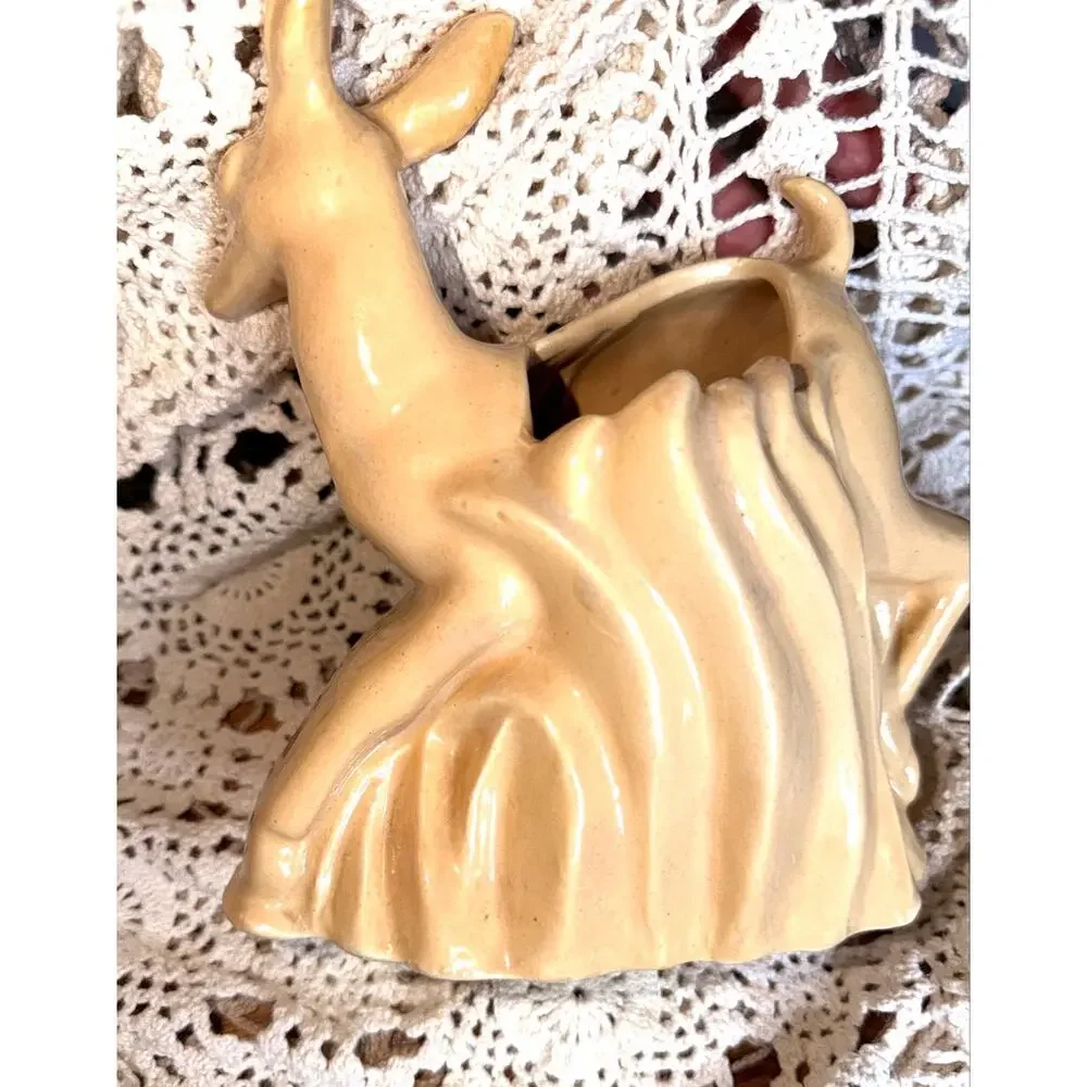 Deer Vintage Nil-Oak Planter Vase Mid Century Ceramic Woodland Doe Cottage Decor